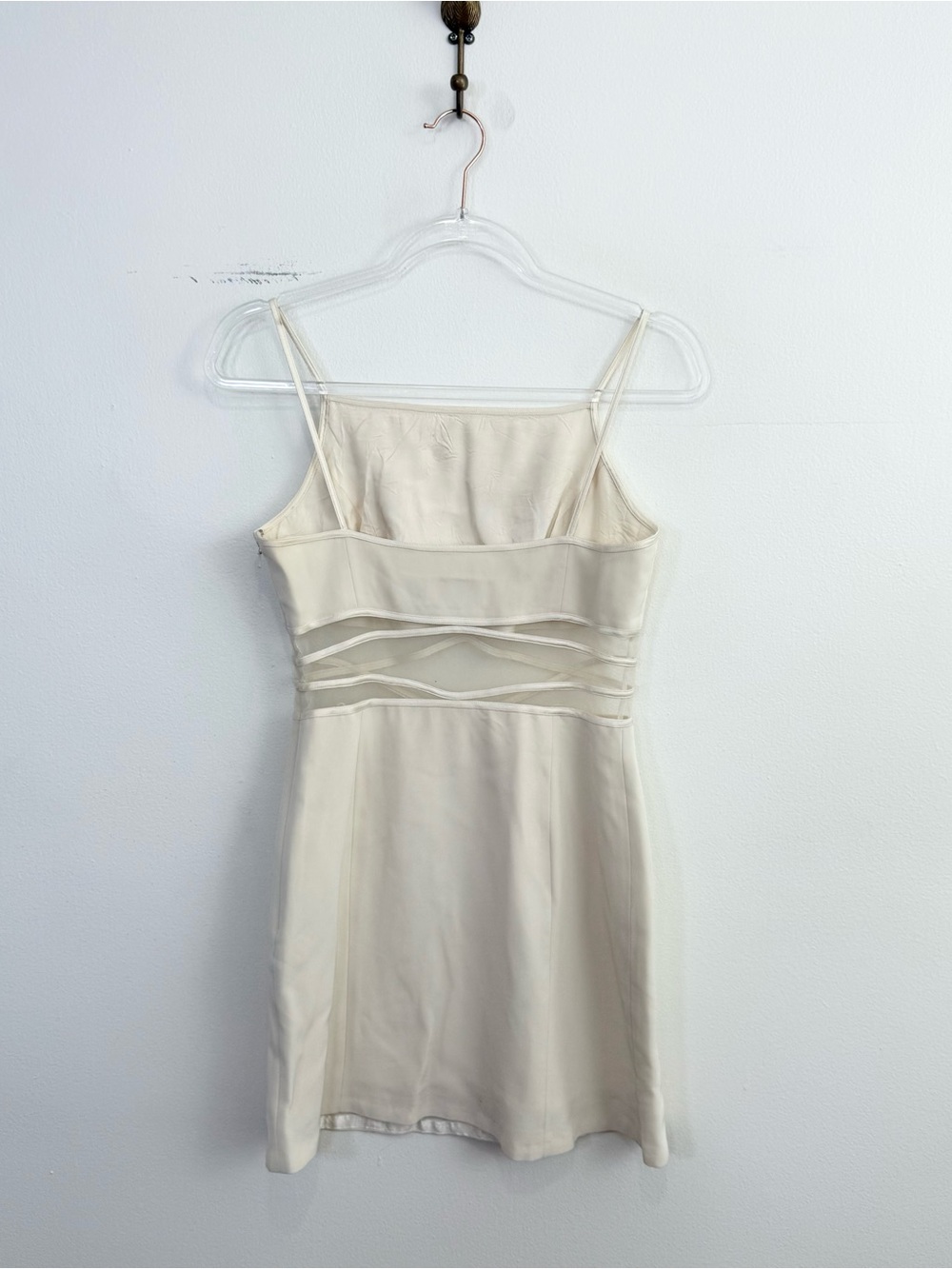 Vintage Y2K Cache Cream Mesh Cutout Mini Dress Size 4 - Picture 3 of 4